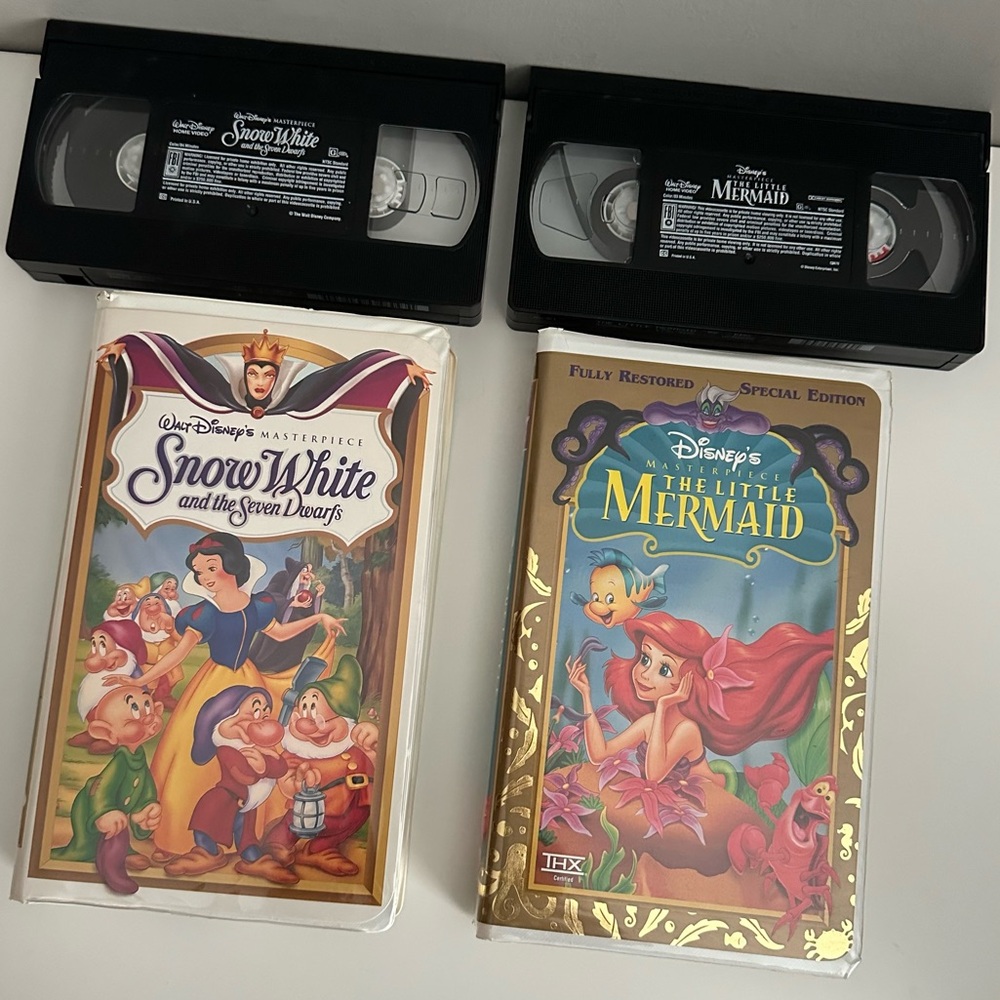 Disney Snow White and The Little Mermaid VHS Set